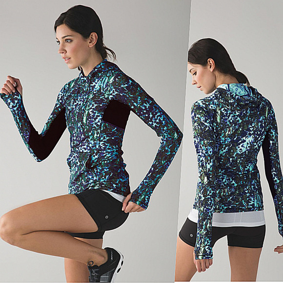 Lululemon Run UPF50+ Lightweight Hooded Slim Long Sleeve 4 Floral Black NWOT - Picture 1 of 13